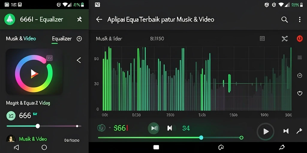 Tampilan antarmuka aplikasi Equalizer 666I yang modern dan responsif.