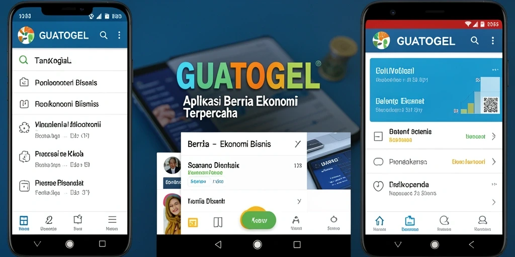 Tampilan antarmuka aplikasi GUATOGEL utk berita Ekonomi Bisnis.
