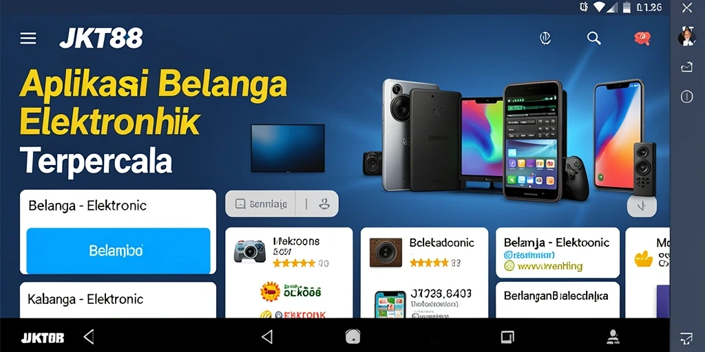 Antarmuka aplikasi JKT88 yang user-friendly untuk belanja elektronik.