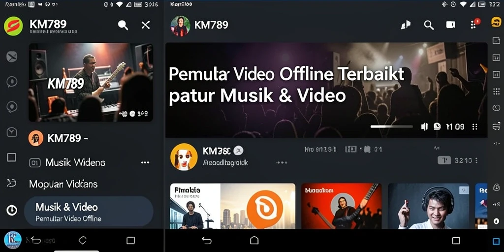 Antarmuka KM789 yang sederhana dan fungsional untuk pemutaran video offline.